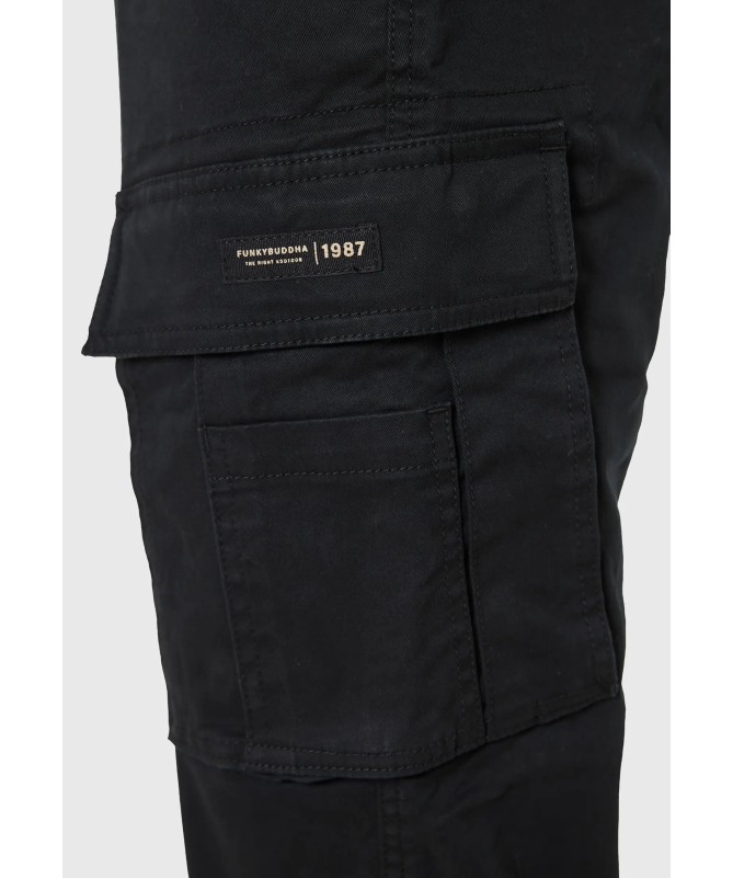 Funky Buddha Ανδρικό comfort cargo παντελόνι με cuffed τελείωμα. - FBM010-030-02 - 2