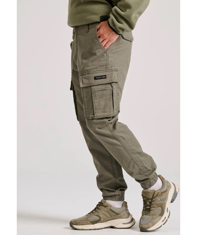 Funky Buddha Ανδρικό comfort cargo παντελόνι με cuffed τελείωμα. - FBM010-030-02 - 7