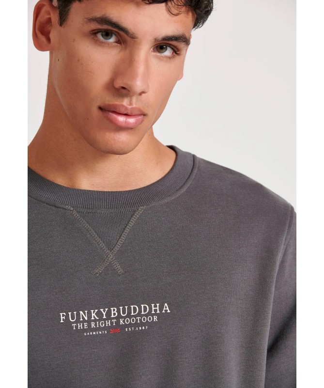 Funky Buddha Ανδρικό φούτερ με τυπωμένο λογότυπο - FBM010-010-06 - 2