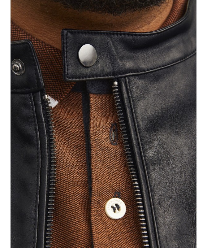 JACK AND JONES PLUS FIT ΔΕΡΜΑΤΙΝΟ ΜΠΟΥΦΑΝ - 4