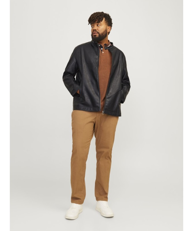 JACK AND JONES PLUS FIT ΔΕΡΜΑΤΙΝΟ ΜΠΟΥΦΑΝ - 3