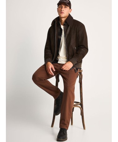 Ανδρικό faux suede aviator jacket - FBM014-065-01 - 1