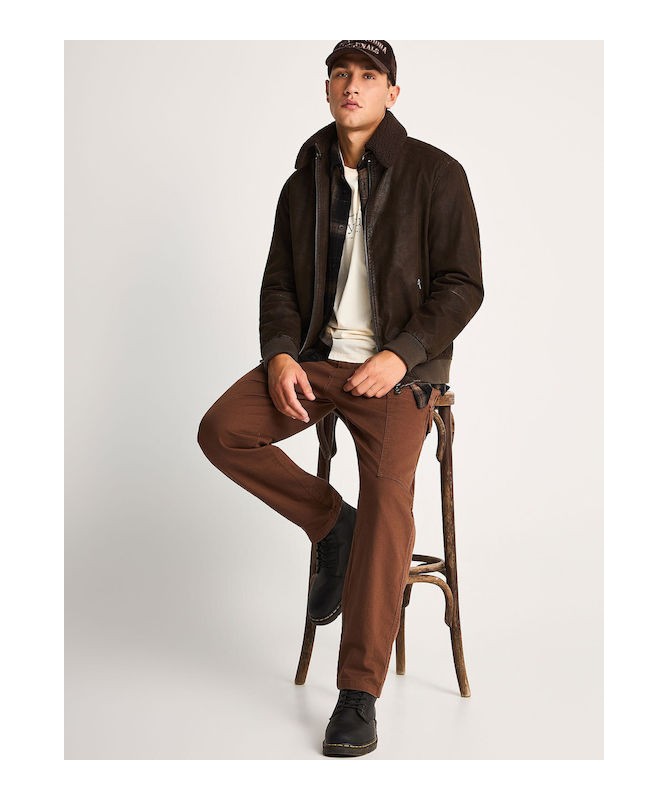 Ανδρικό faux suede aviator jacket - FBM014-065-01 - 1