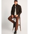 Ανδρικό faux suede aviator jacket - FBM014-065-01 - 1