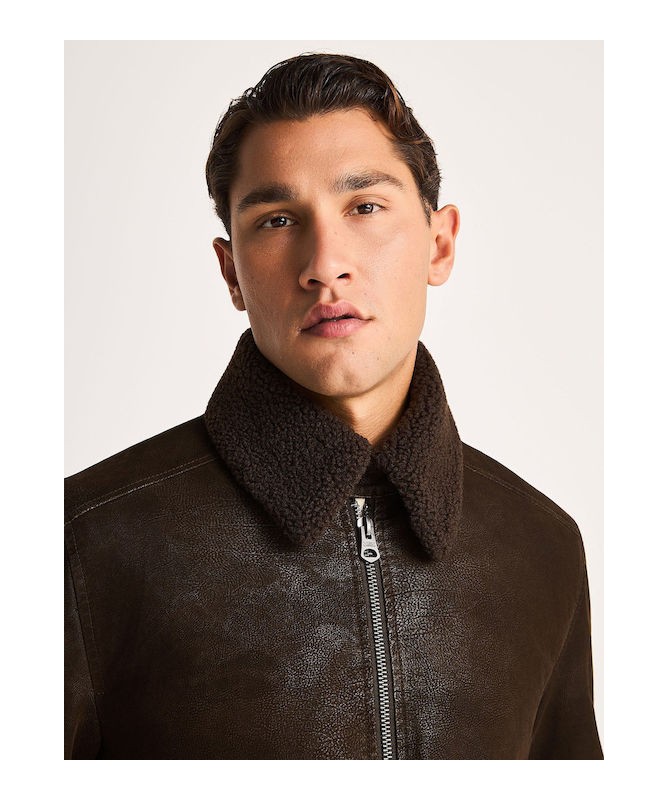 Ανδρικό faux suede aviator jacket - FBM014-065-01 - 3