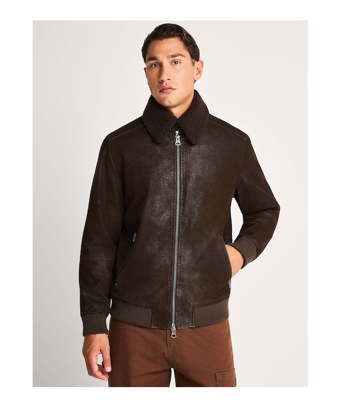 Ανδρικό faux suede aviator jacket - FBM014-065-01 - 2