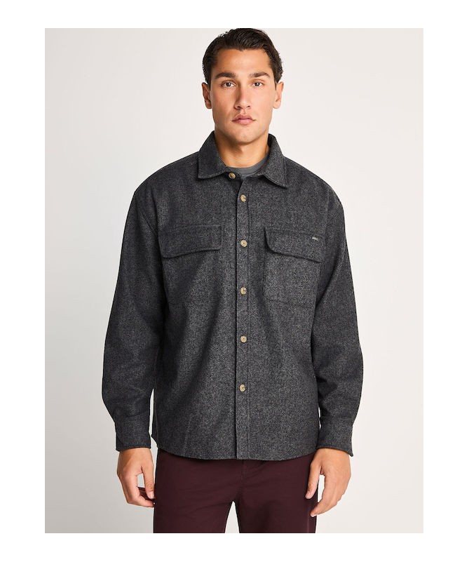 Ανδρικό μάλλινο overshirt πουκάμισο με τσέπες - FBM014-010-05 - 2