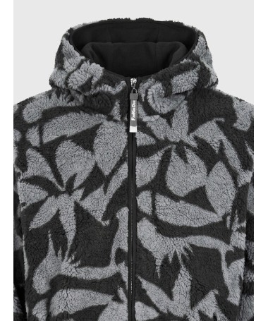 Ανδρική fleece ζακέτα με κουκούλα και jacquard μοτίβο - 1