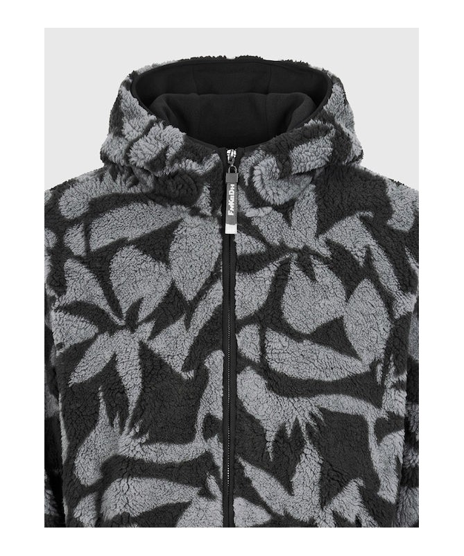 Ανδρική fleece ζακέτα με κουκούλα και jacquard μοτίβο - 1