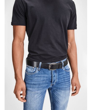 JACK AND JONES LEATHER BELT BLACK - 1